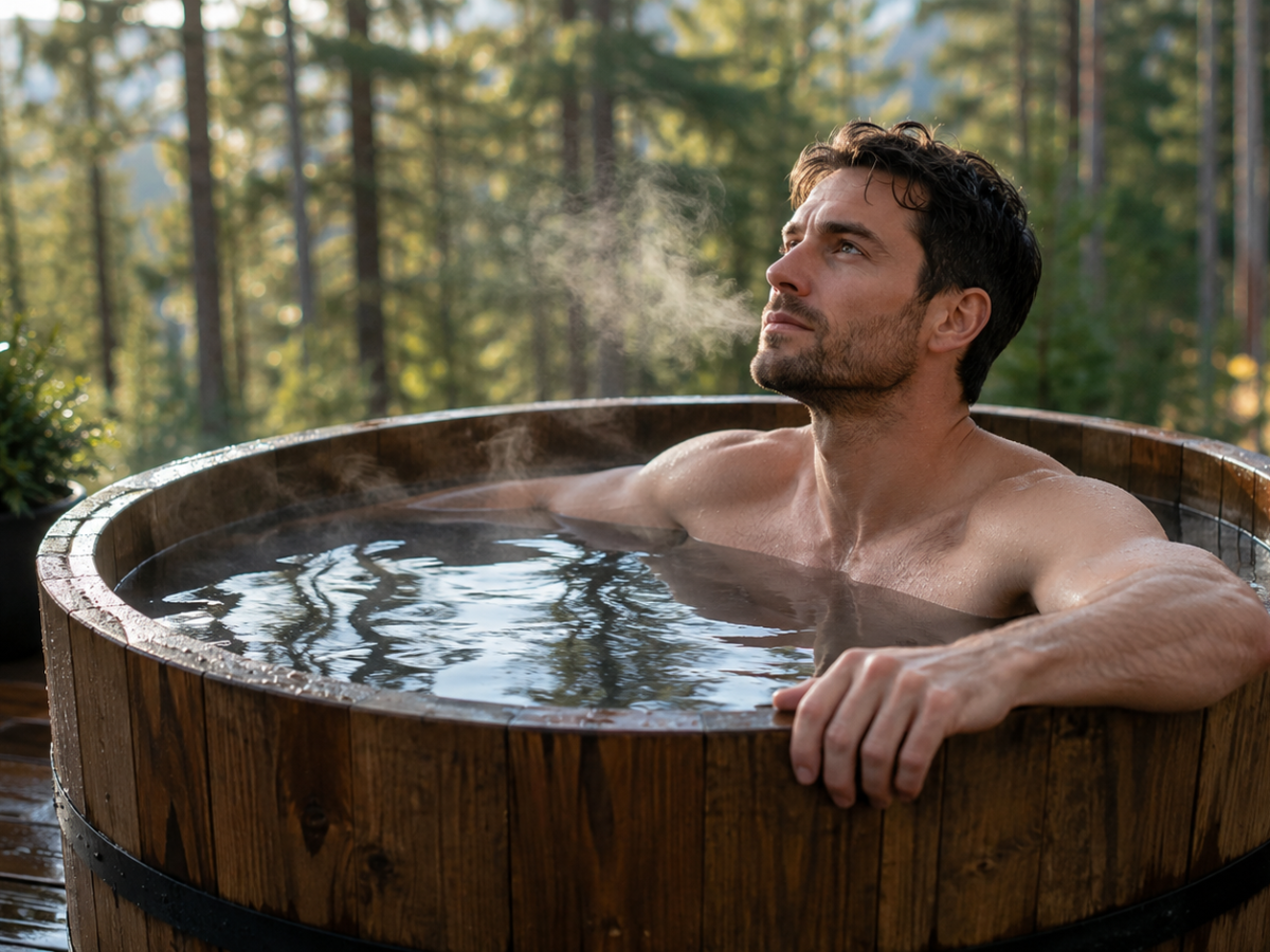 Person relaxing after a cold plunge session, reflecting the recovery and mood-related cold plunge benefits backed by research